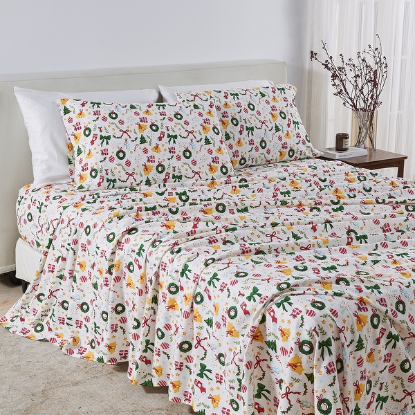 Linery Co. Christmas Turkish Cotton Double Brushed Flannel Bed Sheet Set On Sale Bed Bath Beyond 32254139
